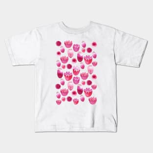 Pink Watercolor Flowers and Blossoms Kids T-Shirt